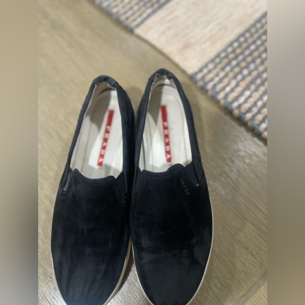 PRADA Black Suede Slip-on Shoes/Sneakers W SZ 38 - Picture 2 of 13